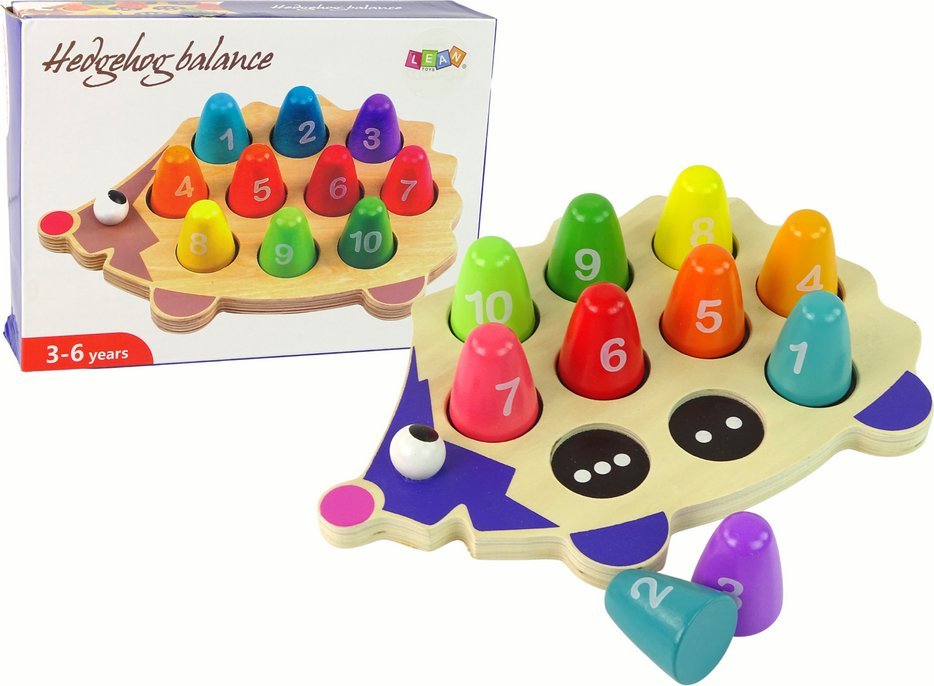 LeanToys Drewniany Jeż Edukacyjny 10 Pionków Kolorowy