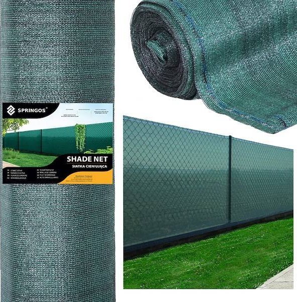 Springos Siatka cieniująca 63% osłonowa 1,5x10 m zielona 50 szt. opasek zaciskowych UNIWERSALNY