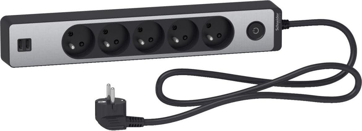 Listwa zasilająca Schneider Electric Odace przeciwprzepięciowa 5 gniazd 1.5 m szara (ST935U1BA)