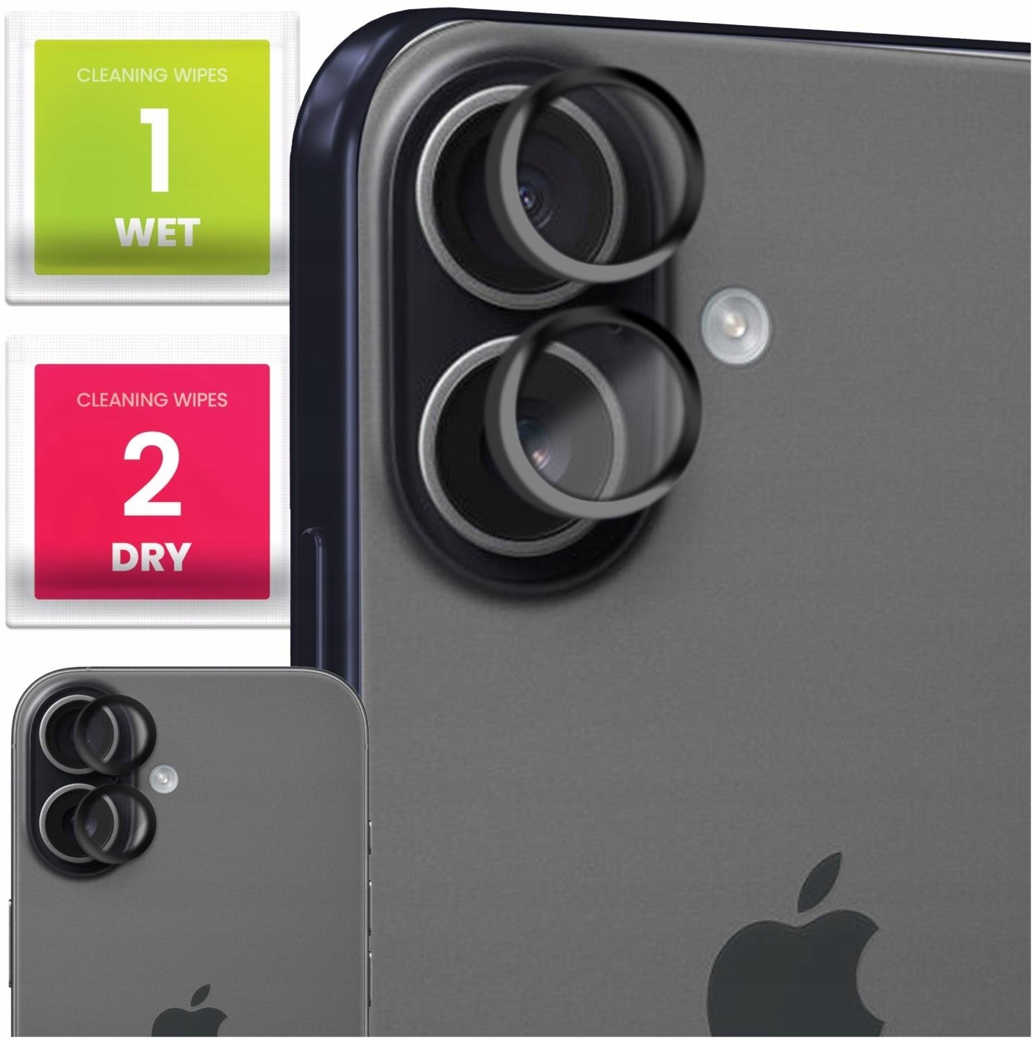 2x Szkło Na Aparat Do Apple iPhone 17 (Na Obiektywy, Czarne, Hartowane, 9H)