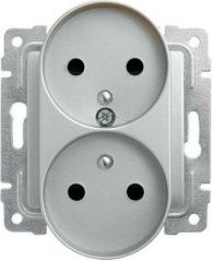 KOS Gniazdo podwójne Vena z uziemieniem 16A aluminium (514047)