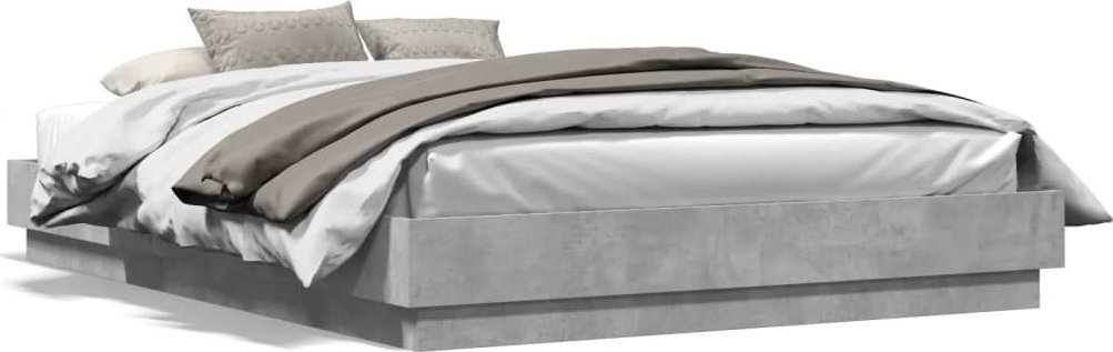 vidaXL Rama łóżka, szarość betonu, 120x200 cm, materiał drewnopochodny