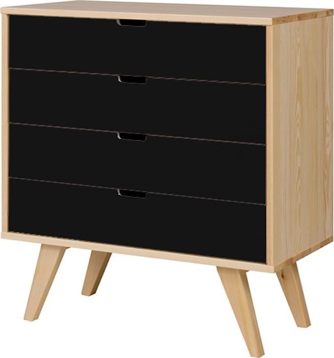 Konsimo Komoda lite drewno sosna czarna SKANDYNAWSKA MONTI