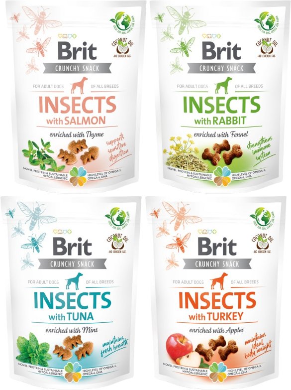 BRIT CARE Dog Crunchy Cracker Insects rich in Mix Smaków 4x200g