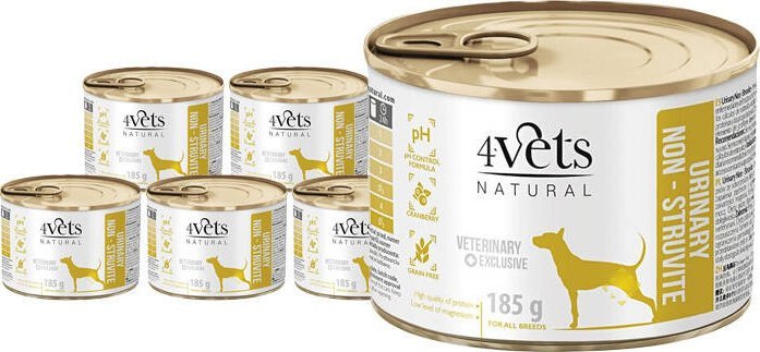 Mokra karma weterynaryjna dla psa ze schorzeniami dróg moczowych 4Vets Natural Urinary Non-struvite 6 x 185 g