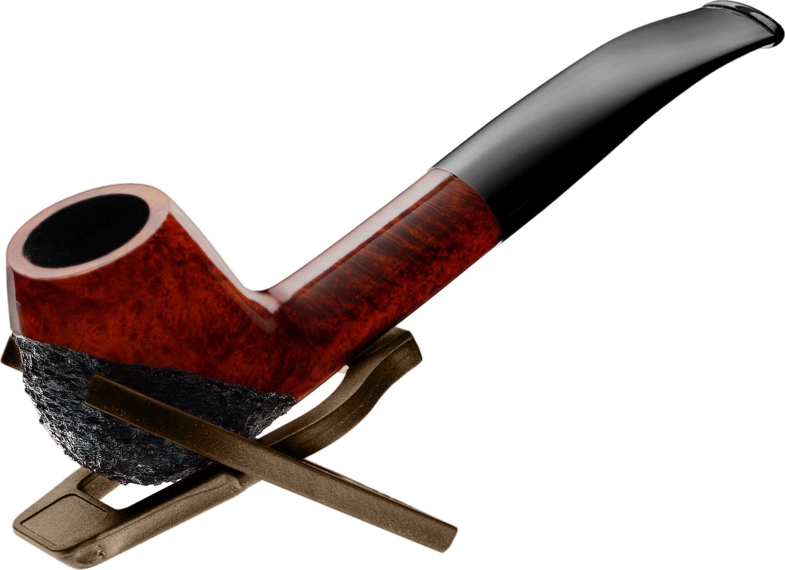 Fajka BRÓG 103 ANDREW Wrzosiec w kolorze teak ryflowana z stojakiem