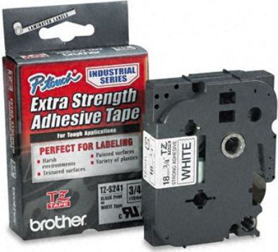 Brother 18mm BLACK ON WHITE ADHESIVE TAPE (TZS241)