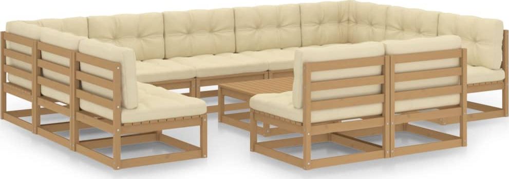 vidaXL 12-cz. zestaw wypoczynkowy do ogrodu z poduszkami, miodowy brąz