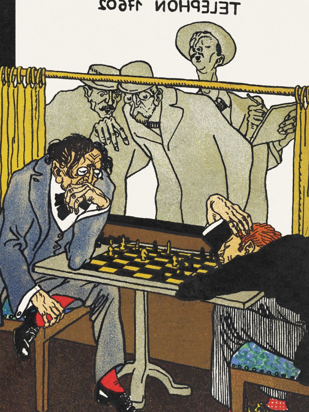 Plakat 60x80cm Szachiści, Moriz Jung Vintage do Salonu