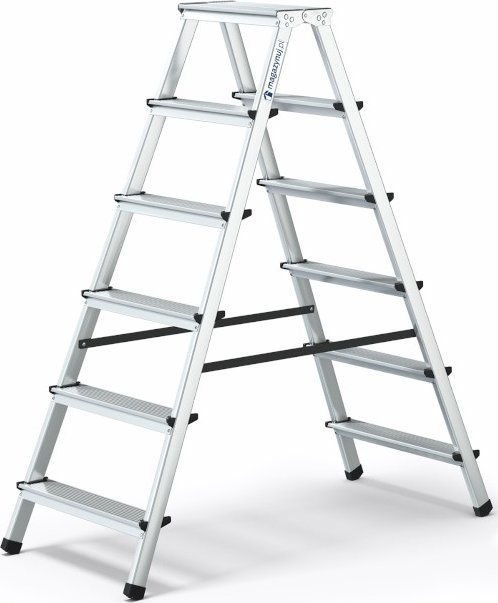 Magazynuj Drabina aluminiowa, dwustronna, 6 stopni, wytrzymałość: 125 kg - HOME