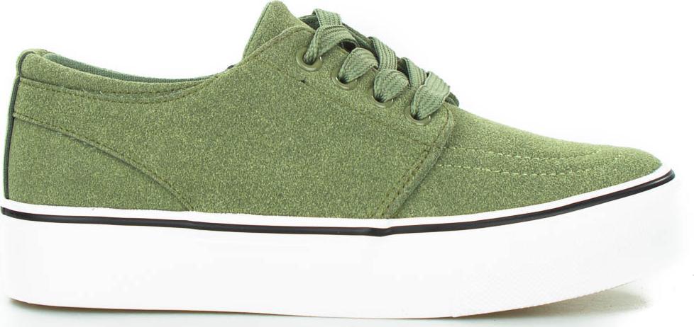 Estetino Tenisówki na platformie zamszowe zielone-41