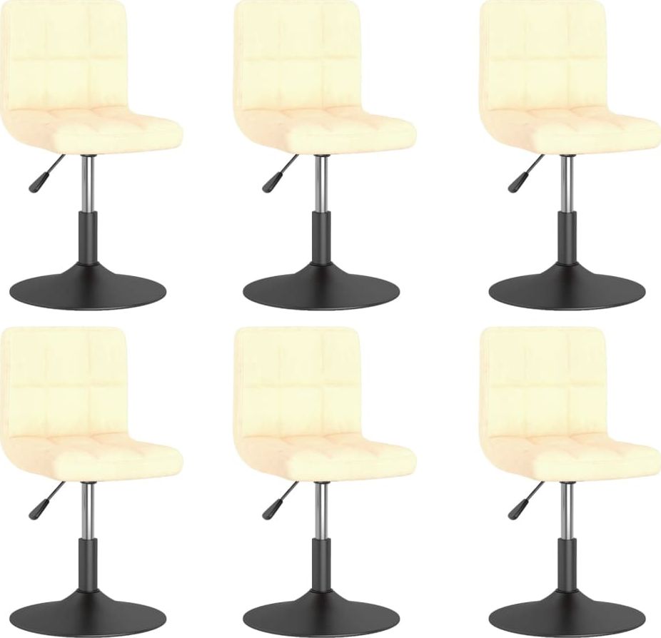 vidaXL Obrotowe krzesła stołowe, 6 szt., kremowe, obite aksamitem