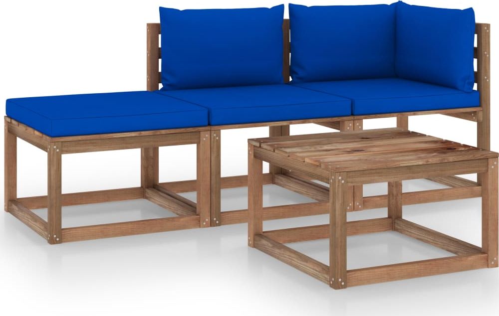 vidaXL 4-cz. zestaw wypoczynkowy z palet, z poduszkami, sosna