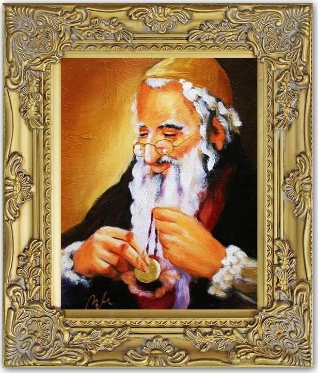 GO-BI Obraz "Żyd na szczęście" ręcznie malowany 27x32cm