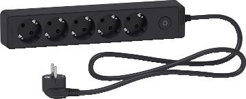 SCHNEIDER ELECTRIC UNICA EXTEND - SCHUKO TRAILING LEAD - 5 OUTLETS - ANTHRACITE
