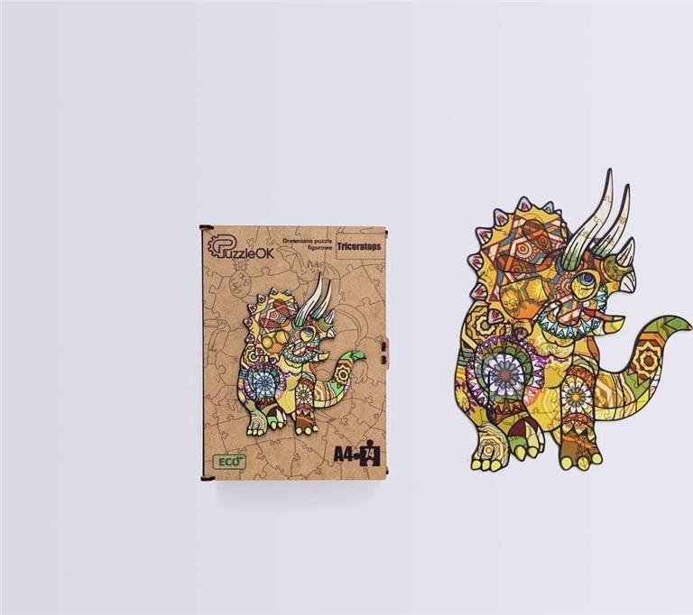 PuzzleOK Puzzle drewniane eko 74 Triceratops A4