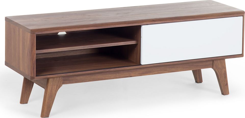 Beliani Szafka RTV ciemne drewno z białym BUFFALO