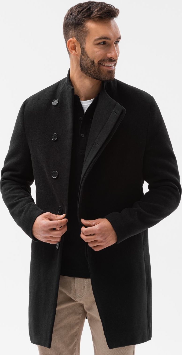 Ombre Płaszcz męski C501 - czarny L