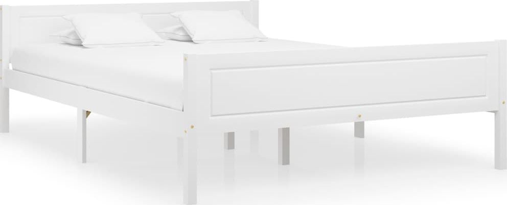 vidaXL Rama łóżka z litego drewna sosnowego, biała, 160 x 200 cm