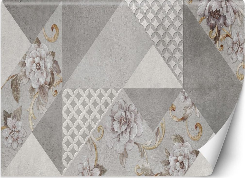 Feeby Fototapeta, Kwiaty na szarej teksturze - 250x175