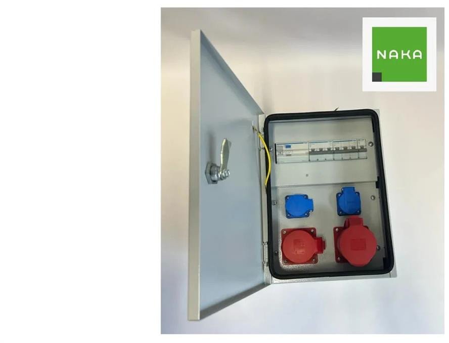 IP54 Metalowa rozdzielnica ścienna CEE 32A 16A 2x230V z bezpiecznikami HAGER FI 94H-2