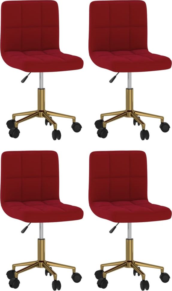 vidaXL Obrotowe krzesła stołowe, 4 szt., winna czerwień, aksamitne