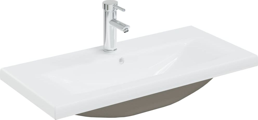 Umywalka vidaXL Umywalka wpuszczana z baterią, 81x39x18 cm, ceramiczna, biała