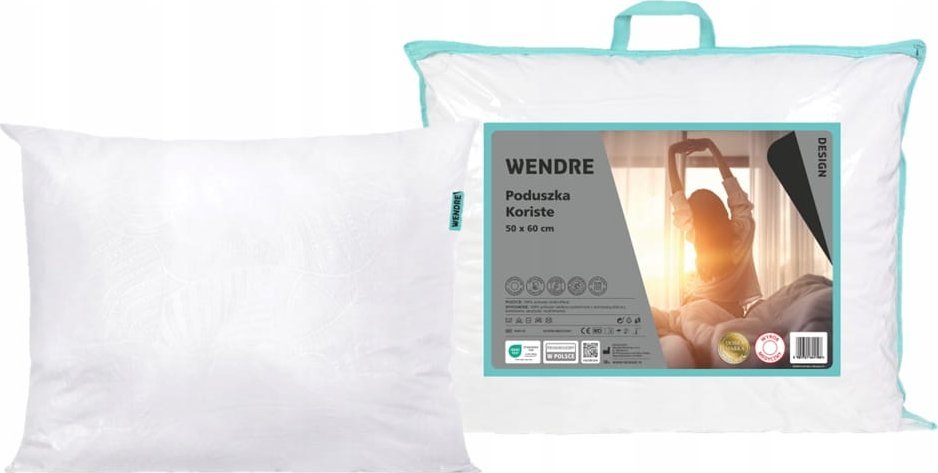 Poduszka antyalergiczna biała botanicznym wzorem 50x60cm Komfortowa wygodna