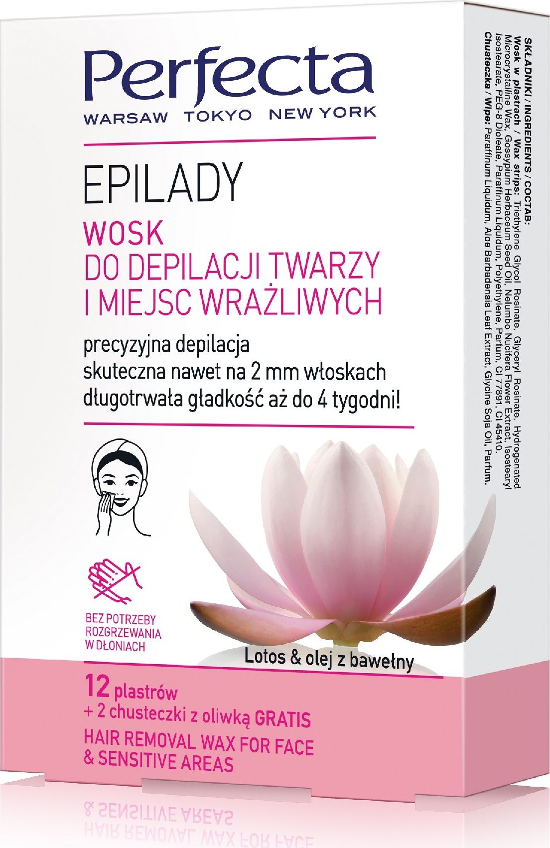 Perfecta Epilady Wosk do depilacji twarzy i miejsc wrażliwych 1op. (12 plastrów)
