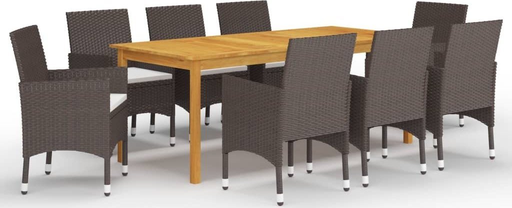 vidaXL 9-cz. zestaw mebli ogrodowych z poduszkami, brązowy