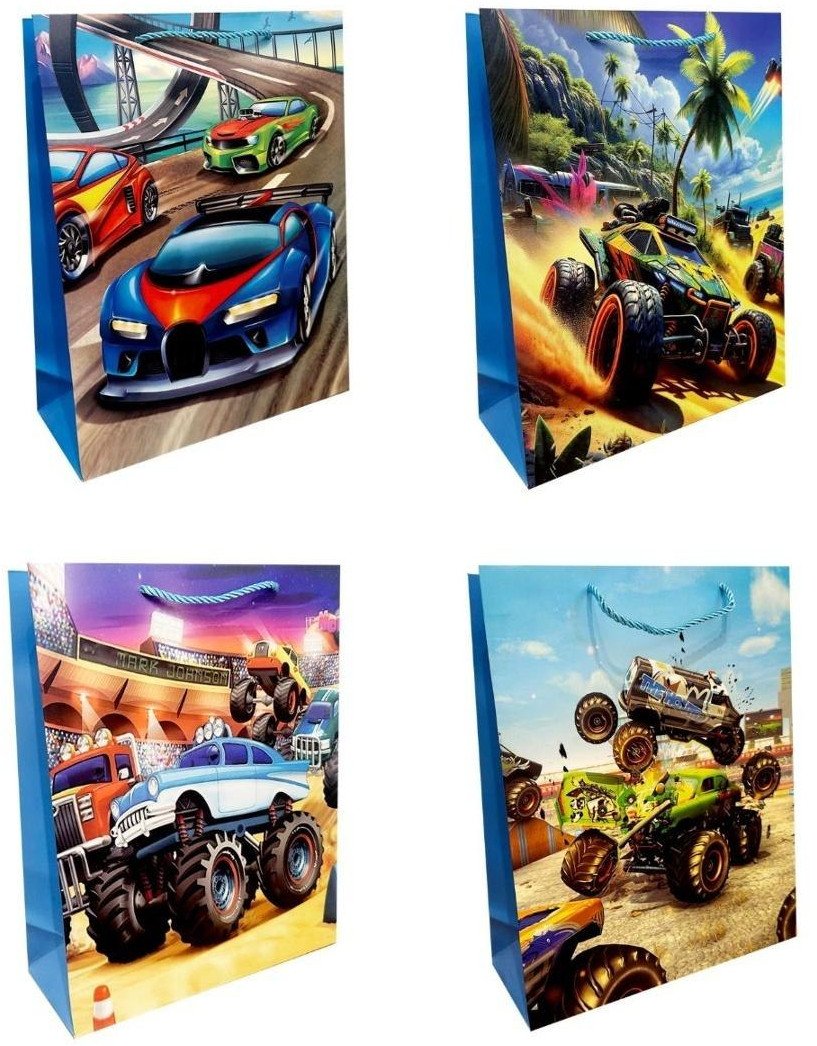 Torebka prezentowa dziecięca L Monster Truck mix