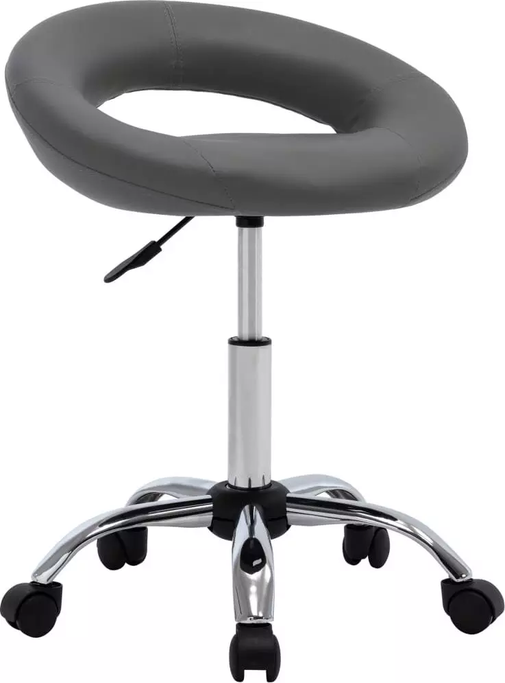 vidaXL Krzesło robocze na kółkach szare sztuczna skóra VidaXL