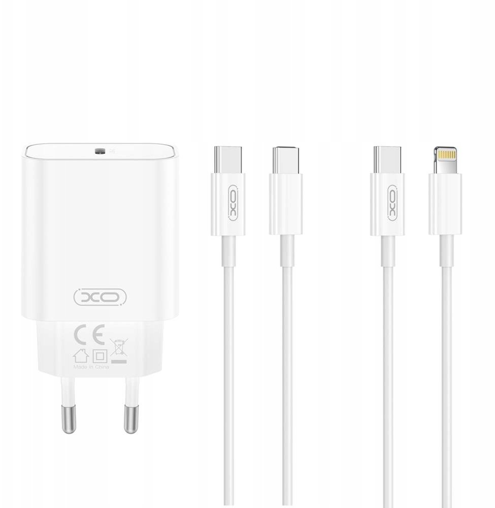 XO ładowarka sieciowa CE32 PD 20W 1x USB-C biała + kabel USB-C - USB-C