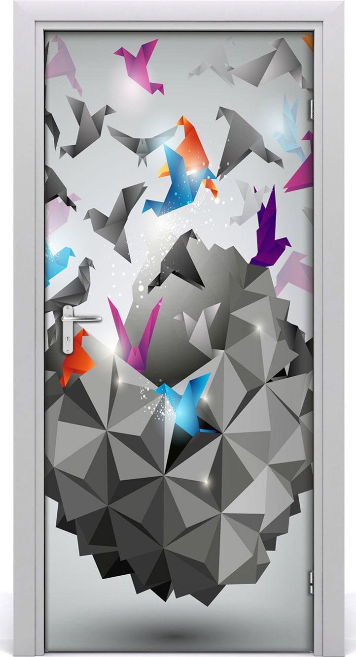 Tulup Fototapeta samoprzylepna na drzwi 95 x 205 cm Ptaki z papieru