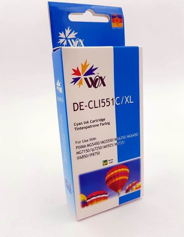 Tusz THI Zgodny Tusz Cyan do CANON iP7250 iP8750 iX6850 MG5450 MG5550 MG6350 MG7550 MX725 / CLI 551C / Niebieski / 16 ml / zamiennik z chipem uniwersa