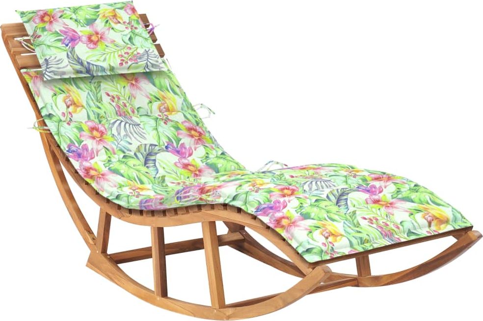vidaXL Leżak bujany z poduszką, lite drewno tekowe (3063345)