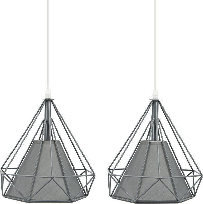 Lampa wisząca Mdeco Druciana LAMPA wisząca ELM8803/3 ZWIS - 08 MDECO loftowa OPRAWA metalowy zwis industruialny szary