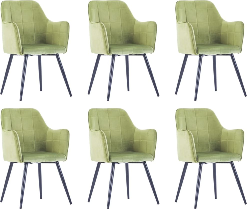 vidaXL Krzesła stołowe, 6 szt., jasnozielone, aksamitne