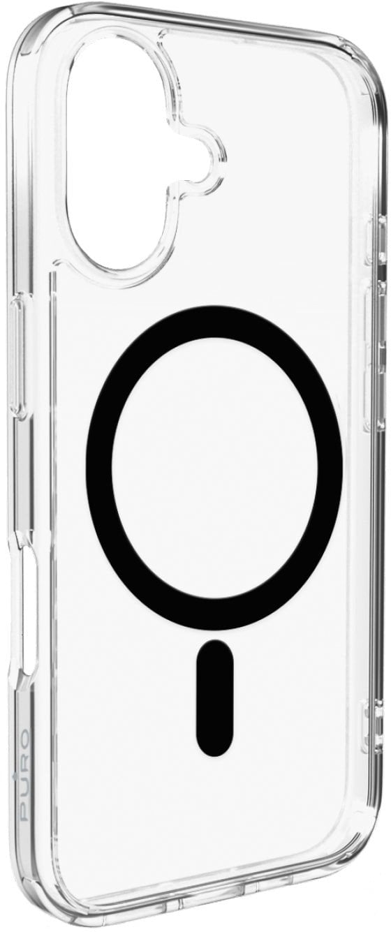 Etui Puro Lite Mag TPU+PC kompatybilne z MagSafe na iPhone 17 - przezroczyste z czarnym pierścieniem