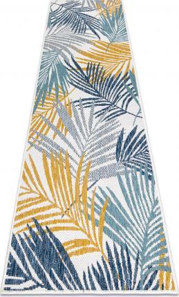 Dywany Łuszczów Dywan, chodnik SZNURKOWY SIZAL COOPER Liście 22258 ecru / granat, 80x250 cm