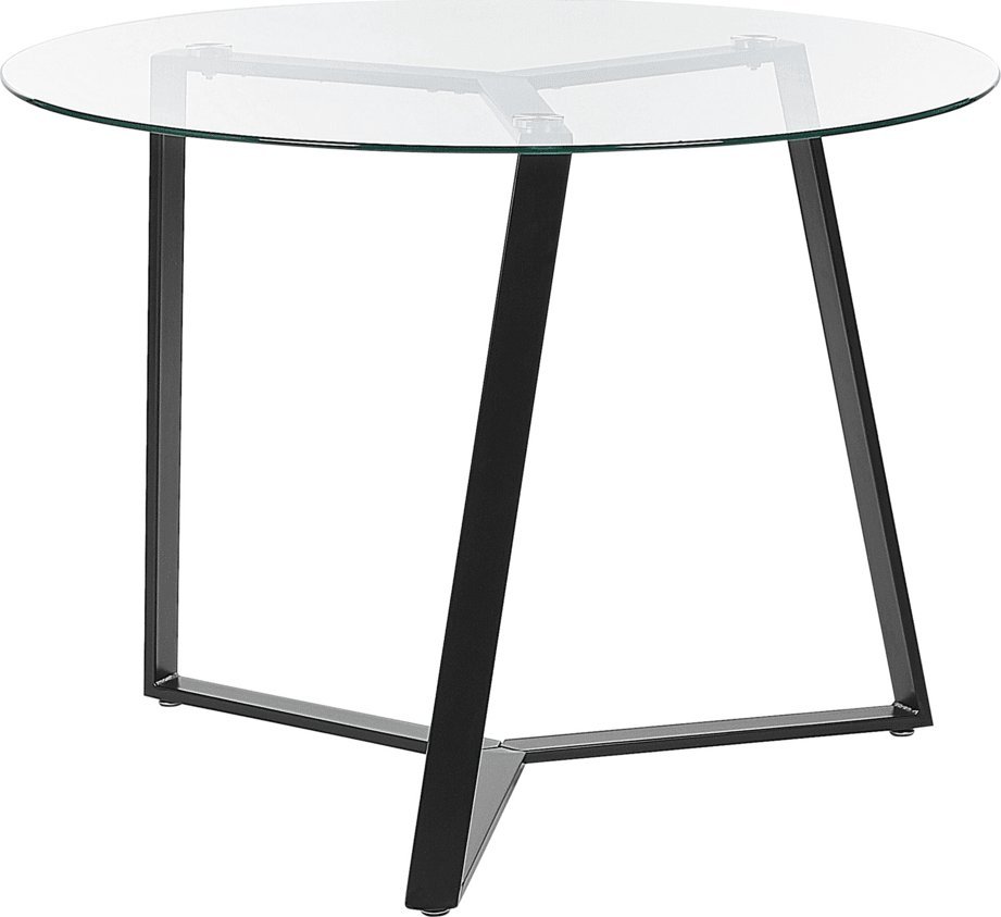 Beliani Stół do jadalni szklany okrągły 100 cm czarny KEBRI