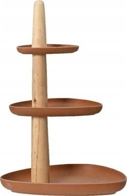 Kaemingk Patera bambusowa 3-piętrowa brązowa na ciasto 45x30 cm