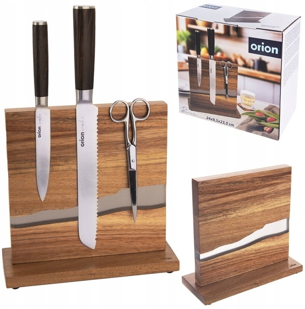 Stojak na Noże Drewniany Magnetyczny Dwustronny 24 cm River ORION