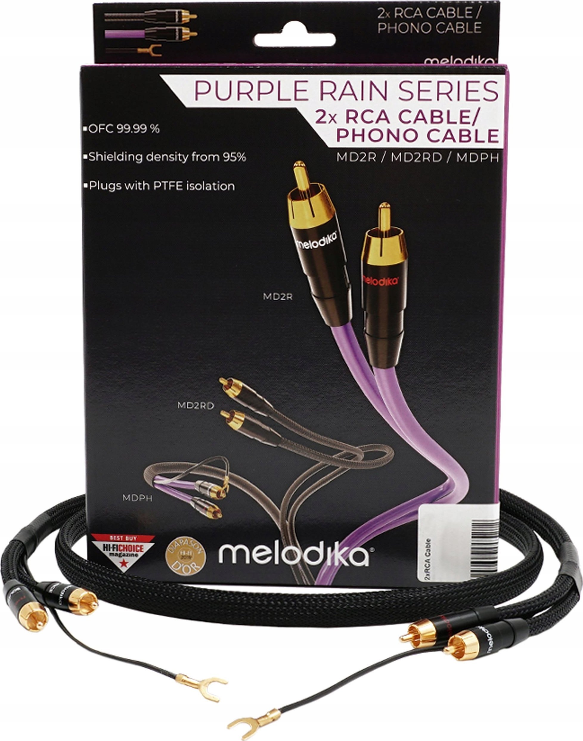 Kabel Melodika RCA (Cinch) - RCA (Cinch) 1 m czarny (MELO-MDPHD10)