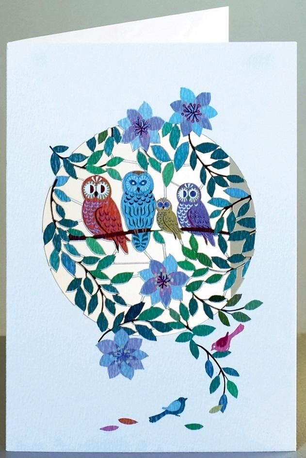 Forever Cards Karnet F06 wycinany + koperta Sowy