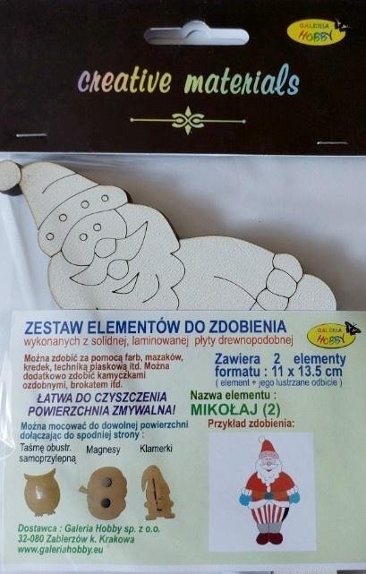 Zestaw do zdobienia ze sklejki Mikołaj