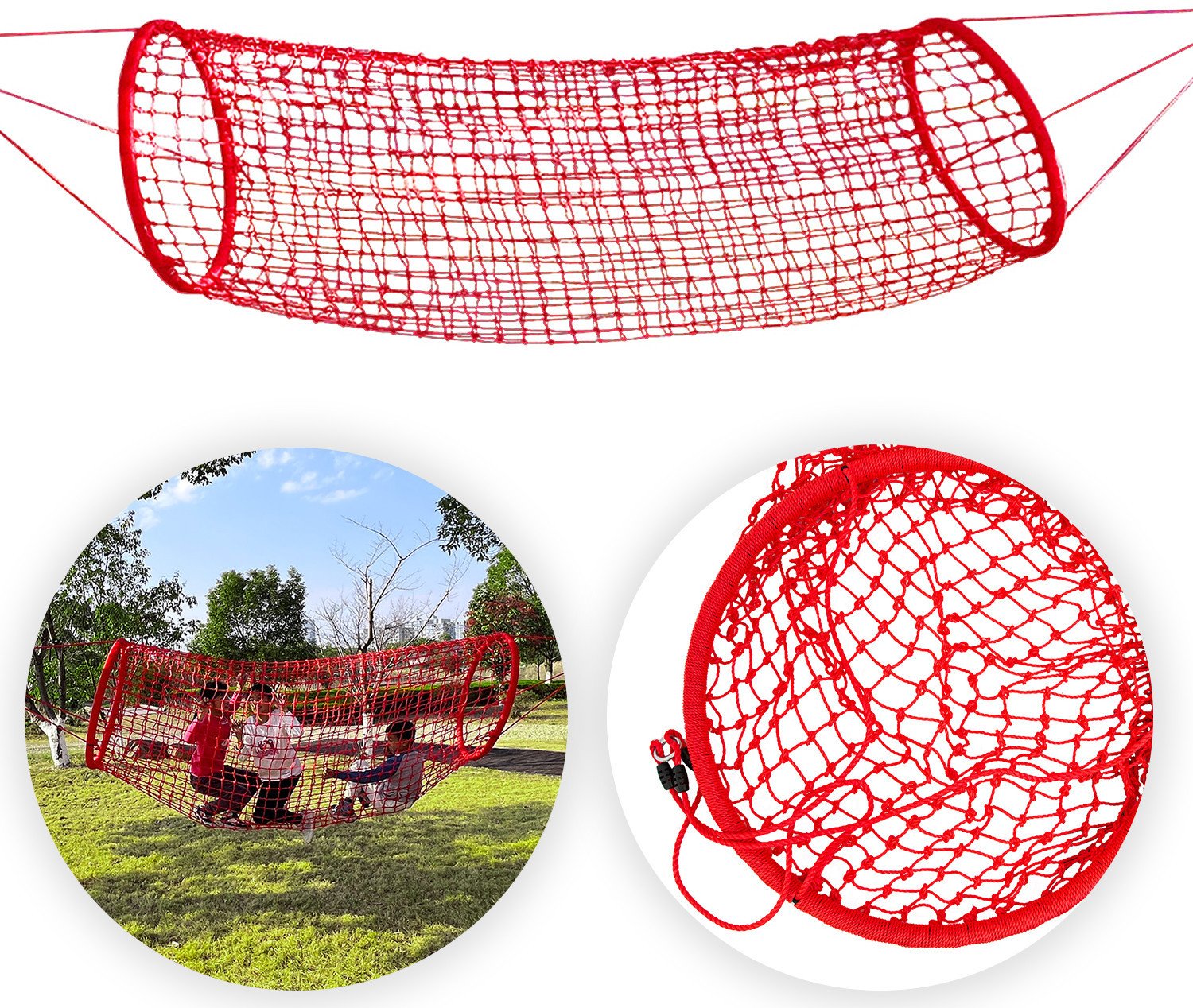 Wiszący tunel liniowy czerwony 90x240cm długi Tunel Siatkowy