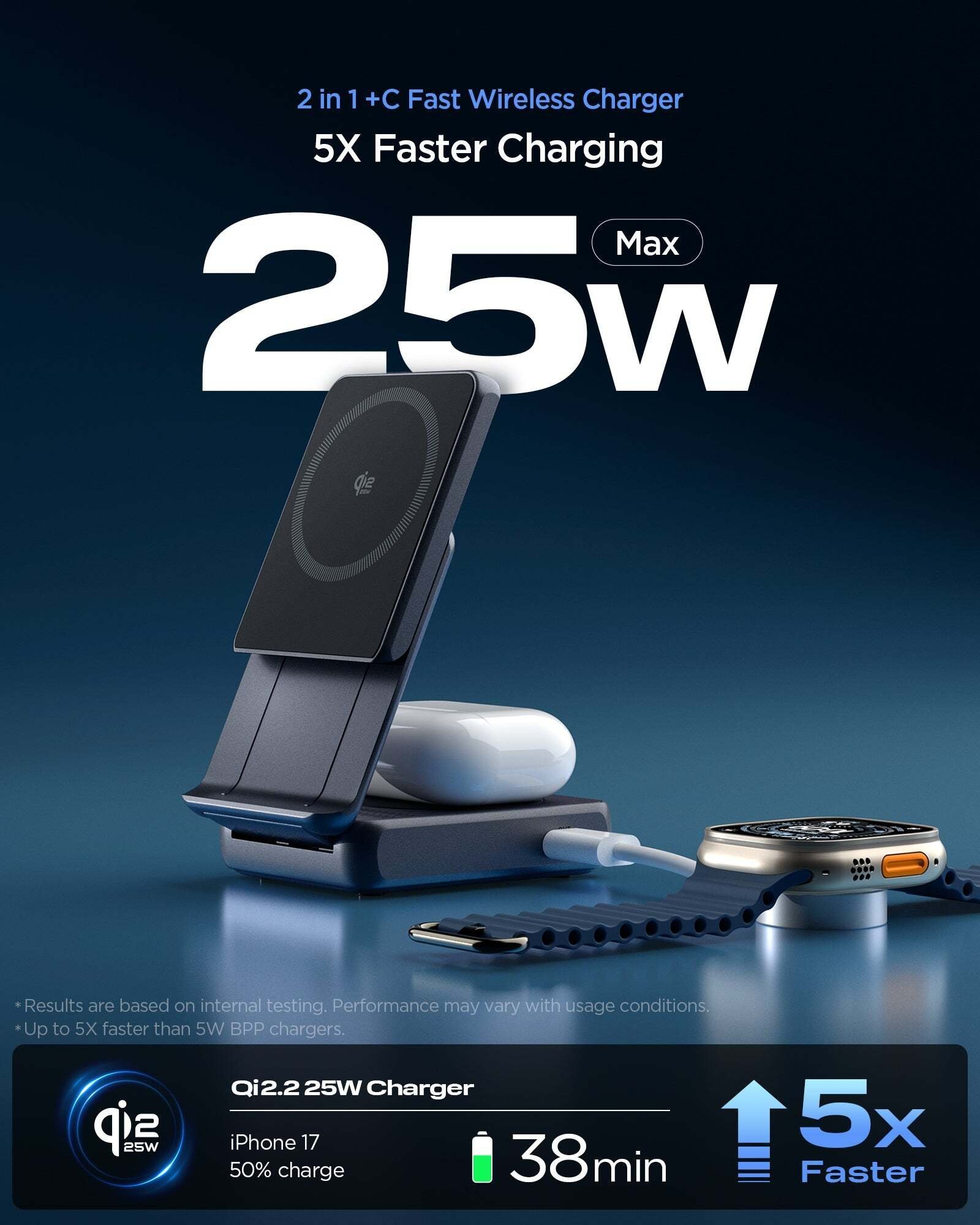 Ładowarka Spigen ESSENTIAL EF302MOQ Qi2.2 2IN1 MAGNETIC MAGSAFE WIRELESS CHARGER BLACK