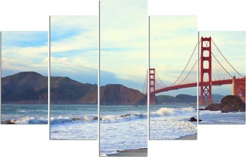 Feeby Obraz 5 częściowy na płótnie, Golden Gate Bridge - 100x70