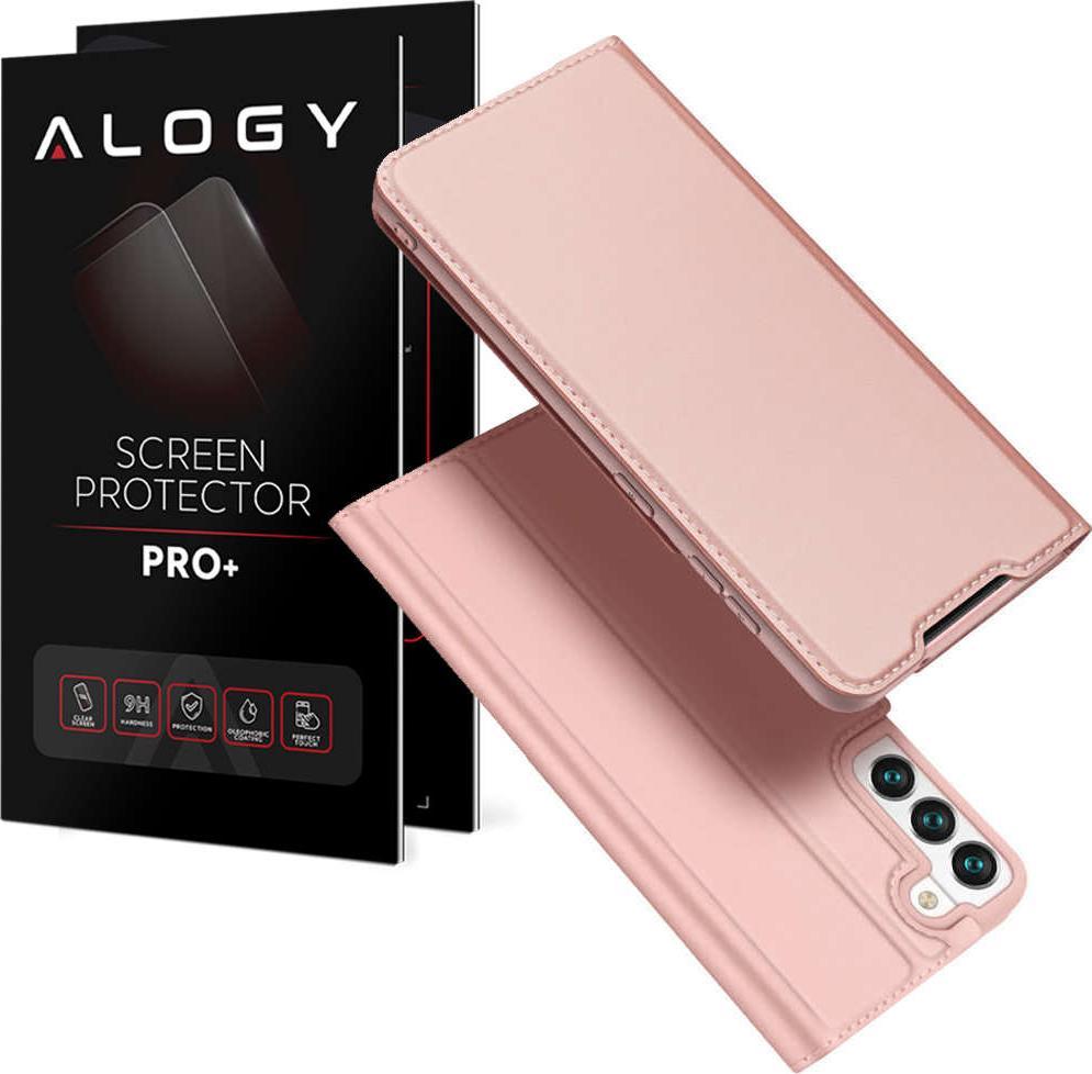 Dux Ducis Etui ochronne z klapką Dux Ducis Skin Pro skórzane do Samsung Galaxy S22 Różowe + Szkło